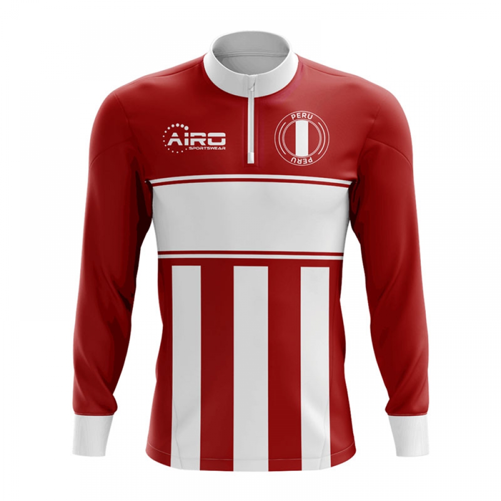 Peru Concept Football Half Zip Midlayer Top (Red-White)