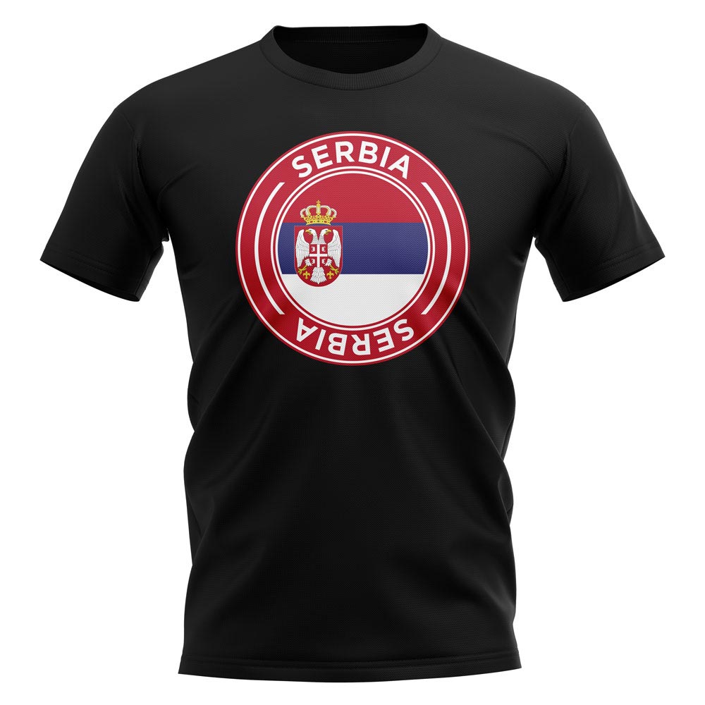 Serbia Football Badge T-Shirt (Black)