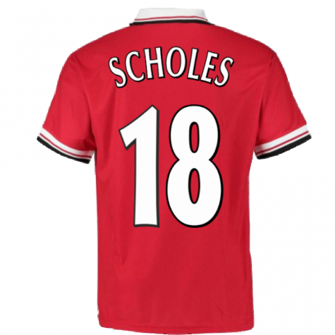 1999 Manchester United Home Football Shirt (SCHOLES 18)