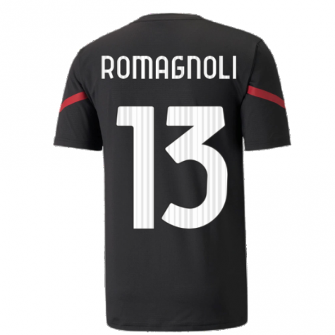 2021-2022 AC Milan Pre-Match Jersey (Black) (ROMAGNOLI 13)