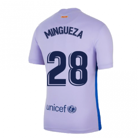 2021-2022 Barcelona Away Shirt (Kids) (MINGUEZA 28)