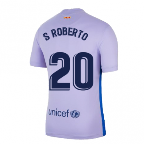 2021-2022 Barcelona Away Shirt (Kids) (S.ROBERTO 20)