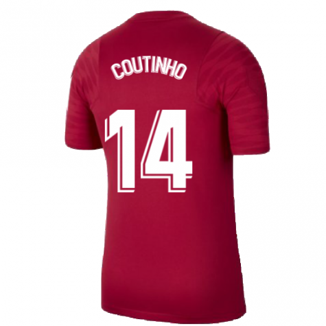 2021-2022 Barcelona Training Shirt (Noble Red) (COUTINHO 14)