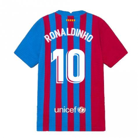 2021-2022 Barcelona Vapor Match Home Shirt (Kids) (RONALDINHO 10)