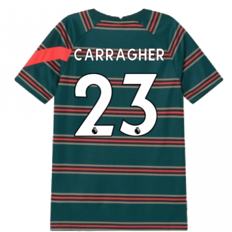 2021-2022 Liverpool Pre-Match Football Top (Atomic Teal) - Kids (CARRAGHER 23)