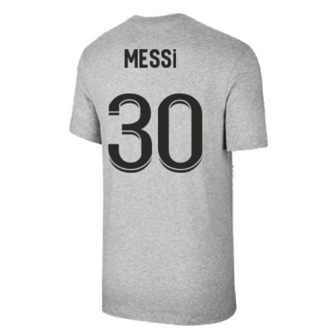 2021-2022 PSG Tee Evergreen Crest (Grey) (MESSI 30)