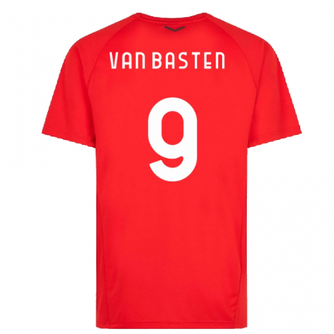 2022-2023 AC Milan Casuals Tee (Red) (VAN BASTEN 9)