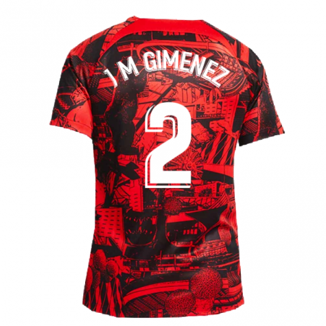 2022-2023 Atletico Madrid Pre-Match Training Shirt (Red) (J M GIMENEZ 2)