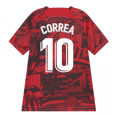 2022-2023 Atletico Madrid Pre-Match Training Shirt (Red) - Kids (CORREA 10)