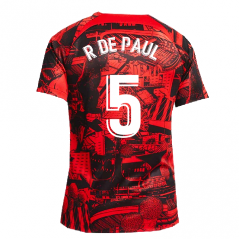 2022-2023 Atletico Madrid Pre-Match Training Shirt (Red) (R DE PAUL 5)