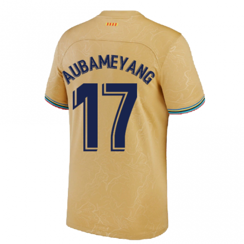 2022-2023 Barcelona Away Shirt (Kids) (AUBAMEYANG 17)