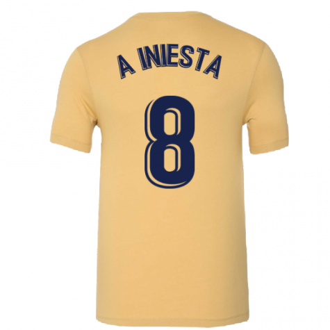 2022-2023 Barcelona Evergreen Crest Tee (Gold) (A INIESTA 8)