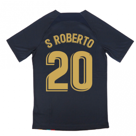 2022-2023 Barcelona Pre-Match Training Shirt (Obsidian) (S ROBERTO 20)