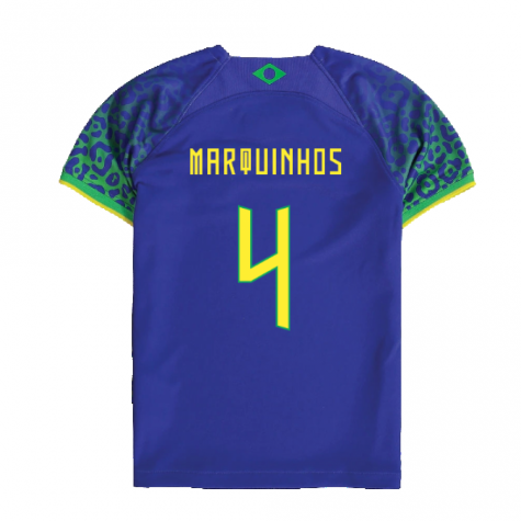 2022-2023 Brazil Away Little Boys Mini Kit (Marquinhos 4)