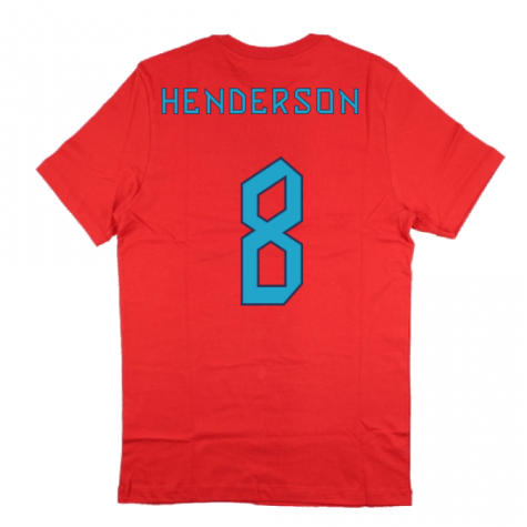 2022-2023 England World Cup Crest Tee (Red) - Kids (Henderson 8)