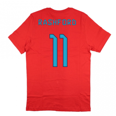 2022-2023 England World Cup Crest Tee (Red) - Kids (Rashford 11)