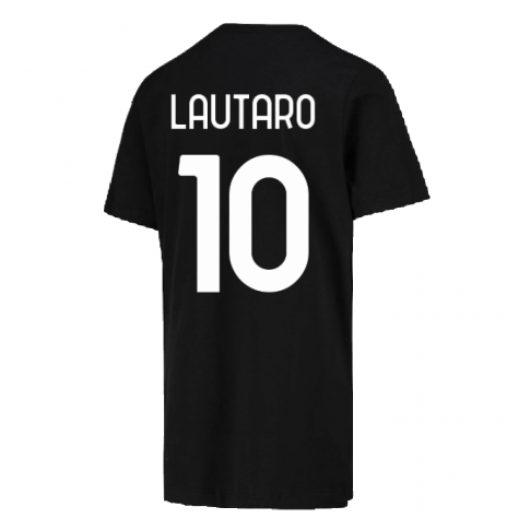 2022-2023 Inter Milan Crest Tee (Black) (LAUTARO 10)