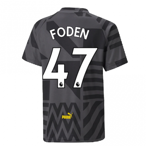 2022-2023 Man City Pre-Match Jersey (Black) - Kids (FODEN 47)