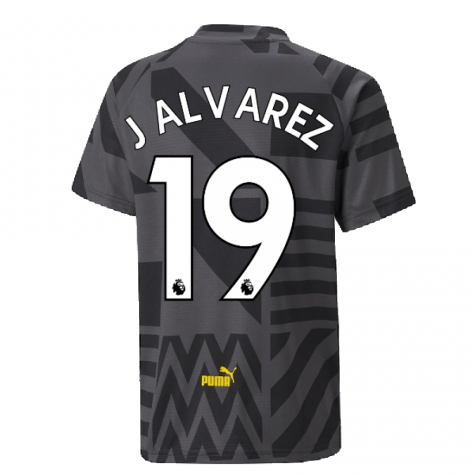 2022-2023 Man City Pre-Match Jersey (Black) - Kids (J ALVAREZ 19)
