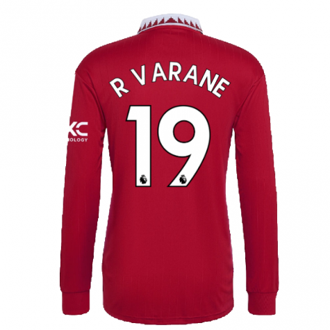 2022-2023 Man Utd Long Sleeve Home Shirt (R VARANE 19)