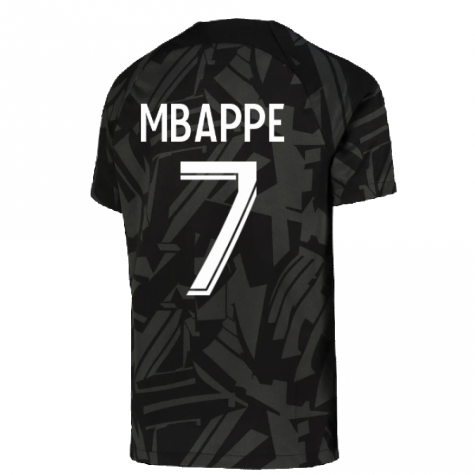 2022-2023 PSG Pre-Match Training Shirt (Black) - Kids (MBAPPE 7)