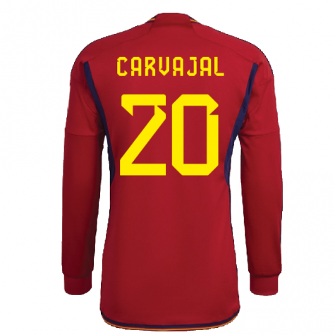 2022-2023 Spain Long Sleeve Home Shirt (CARVAJAL 20)