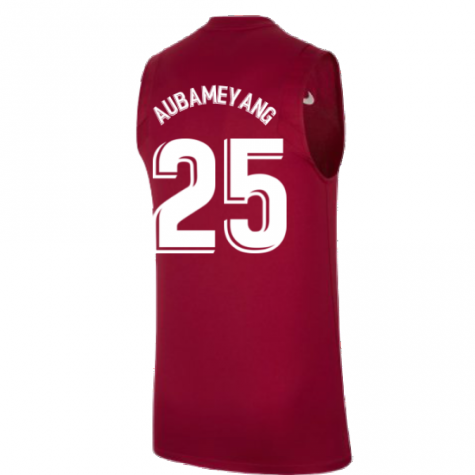 2021-2022 Barcelona Sleeveless Top (Red) (AUBAMEYANG 25)