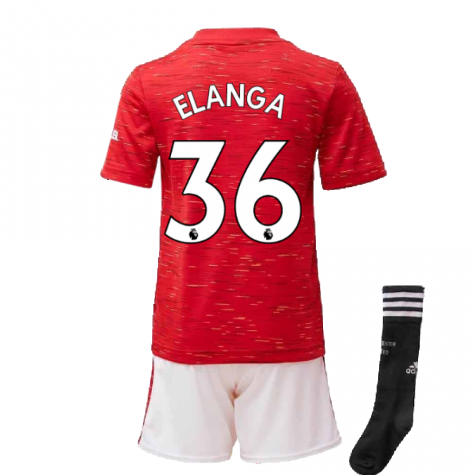 2020-2021 Man Utd Adidas Home Little Boys Mini Kit (Elanga 36)