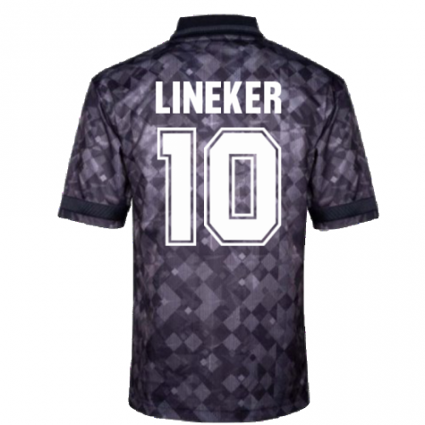 England 1990 Black Out Retro Football Shirt (LINEKER 10)