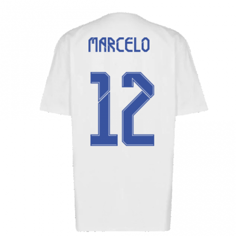 Real Madrid 2021-2022 Training Tee (White-Blue) (MARCELO 12)