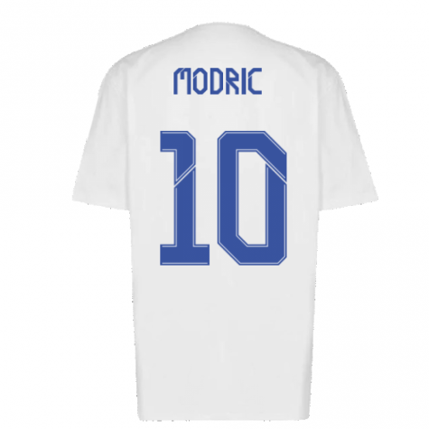 Real Madrid 2021-2022 Training Tee (White-Blue) (MODRIC 10)