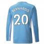 2021-2022 Man City Long Sleeve Home Shirt (BERNARDO 20)