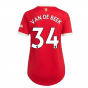 Man Utd 2021-2022 Home Shirt (Ladies) (VAN DE BEEK 34)