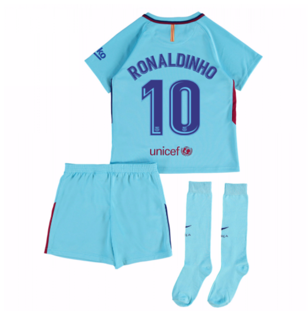 2017-2018 Barcelona Away Mini Kit (Ronaldinho 10) [847354-484-98144] - $78.66 Teamzo.com