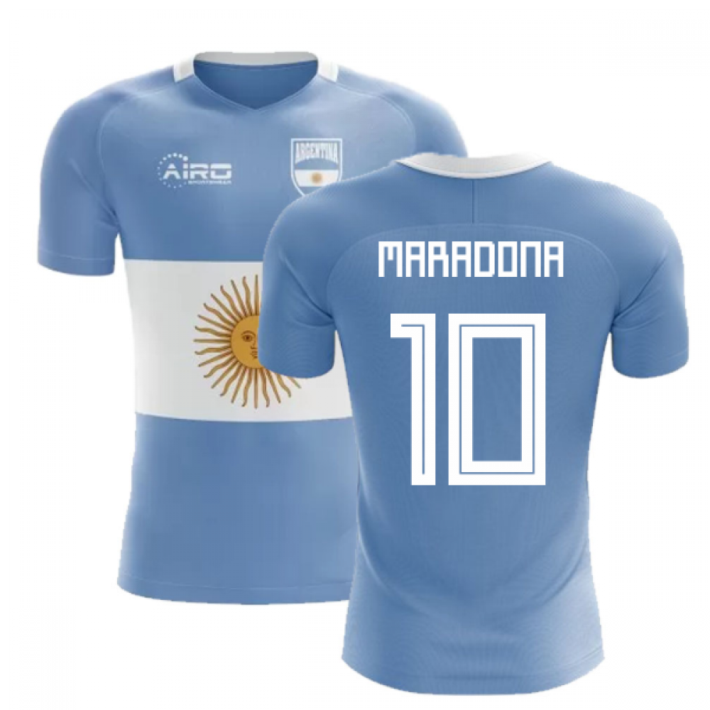 2024-2025 Argentina Flag Concept Football Shirt (Maradona 10) - Kids
