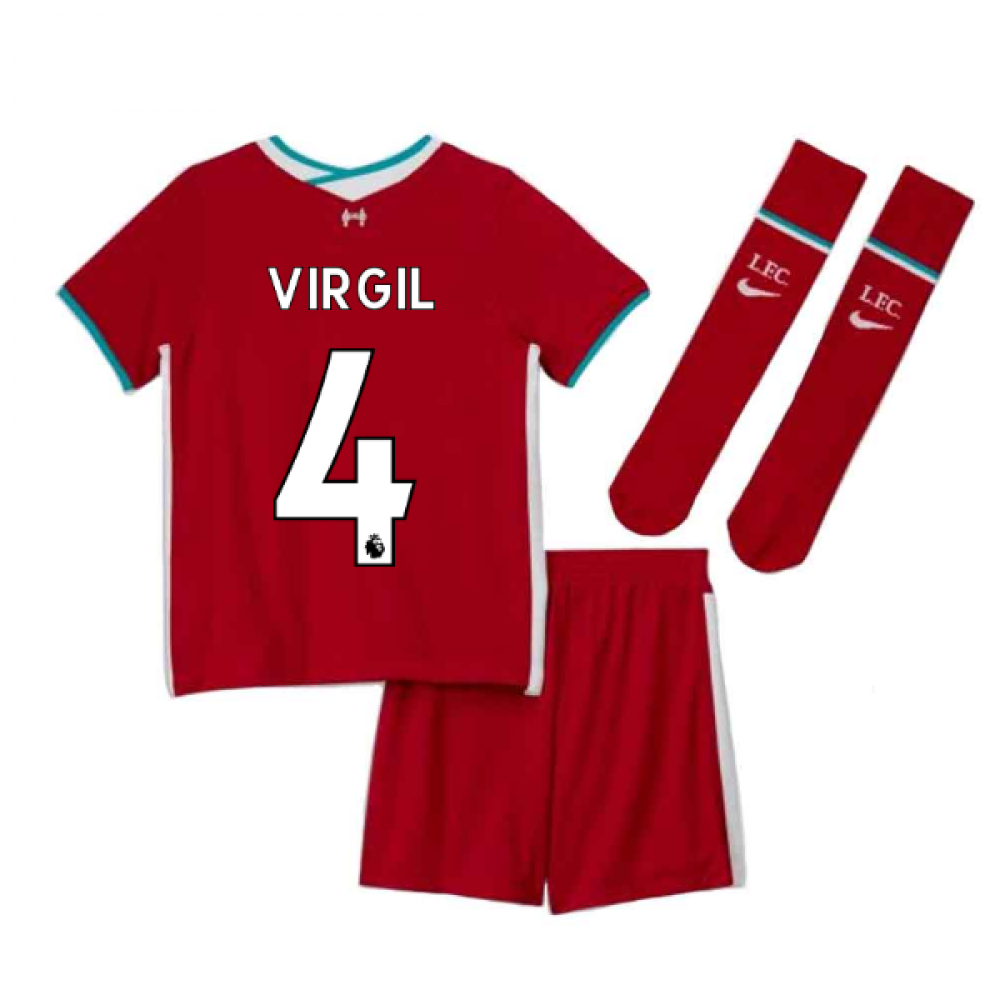 2020-2021 Liverpool Home Nike Little Boys Mini Kit (VIRGIL 4)