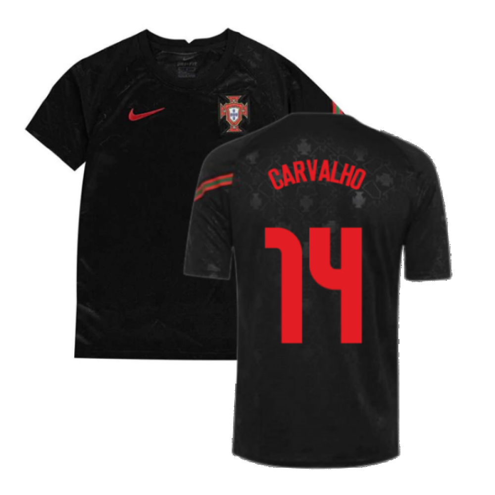 2020-2021 Portugal Pre-Match Training Shirt (Black) - Kids (CARVALHO 14)