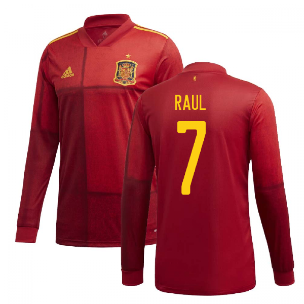 2020-2021 Spain Home Adidas Long Sleeve Shirt (RAUL 7)