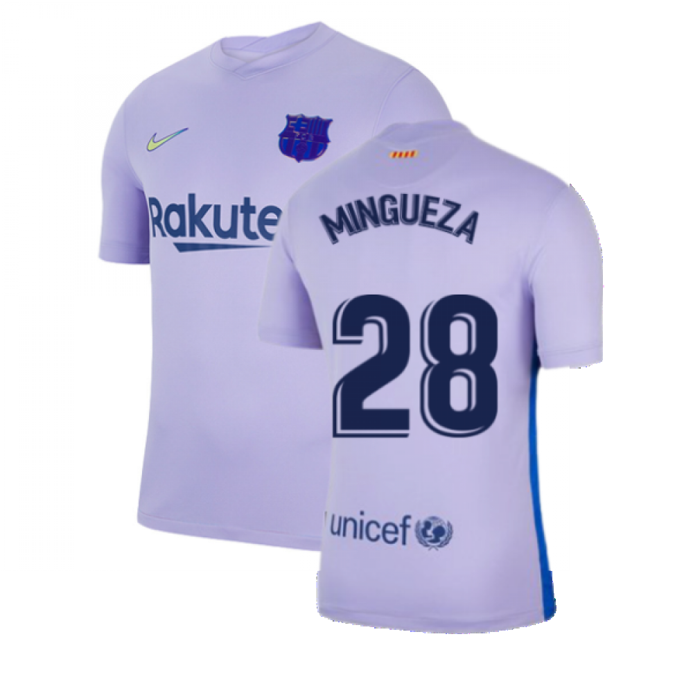 2021-2022 Barcelona Away Shirt (Kids) (MINGUEZA 28)