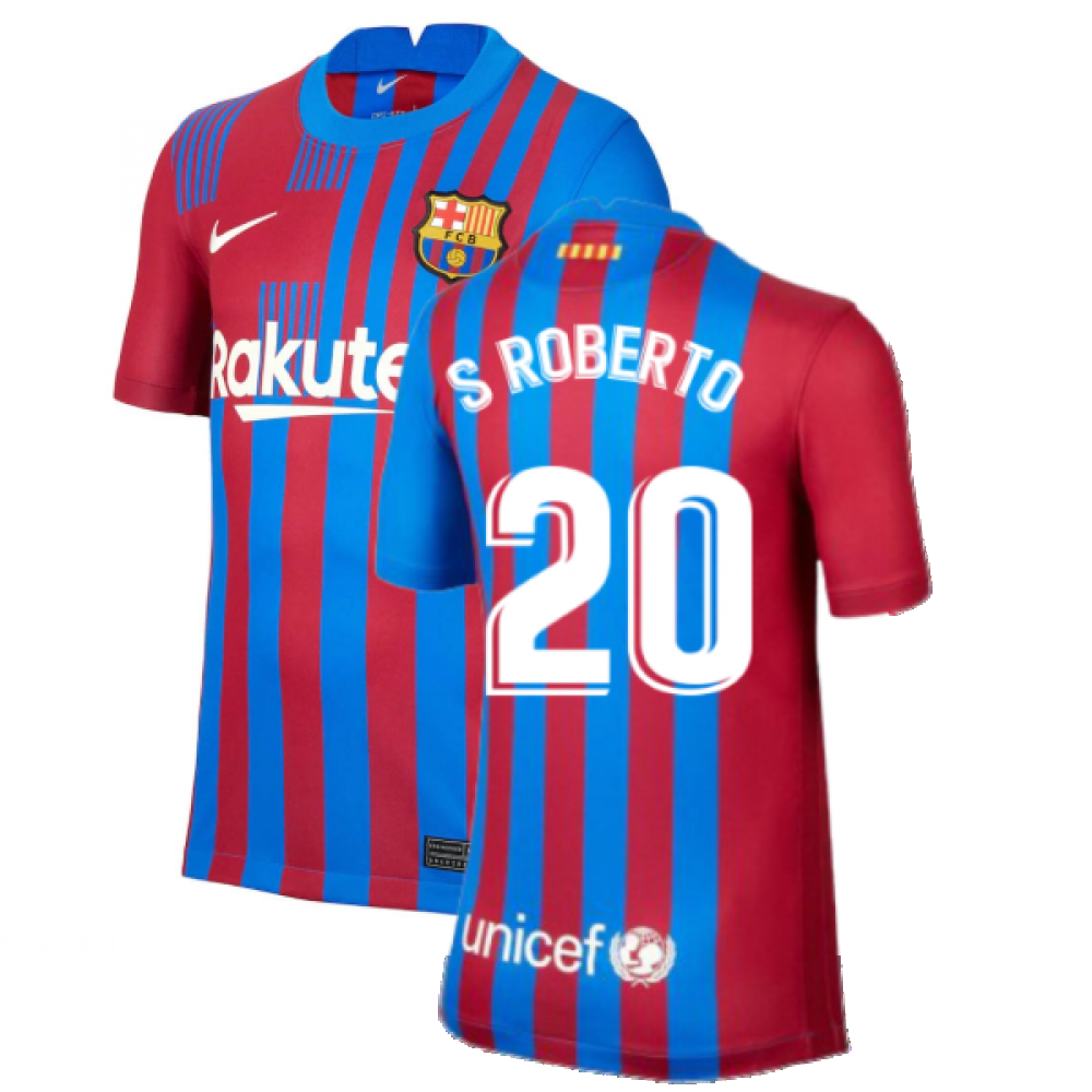 2021-2022 Barcelona Home Shirt (Kids) (S.ROBERTO 20)