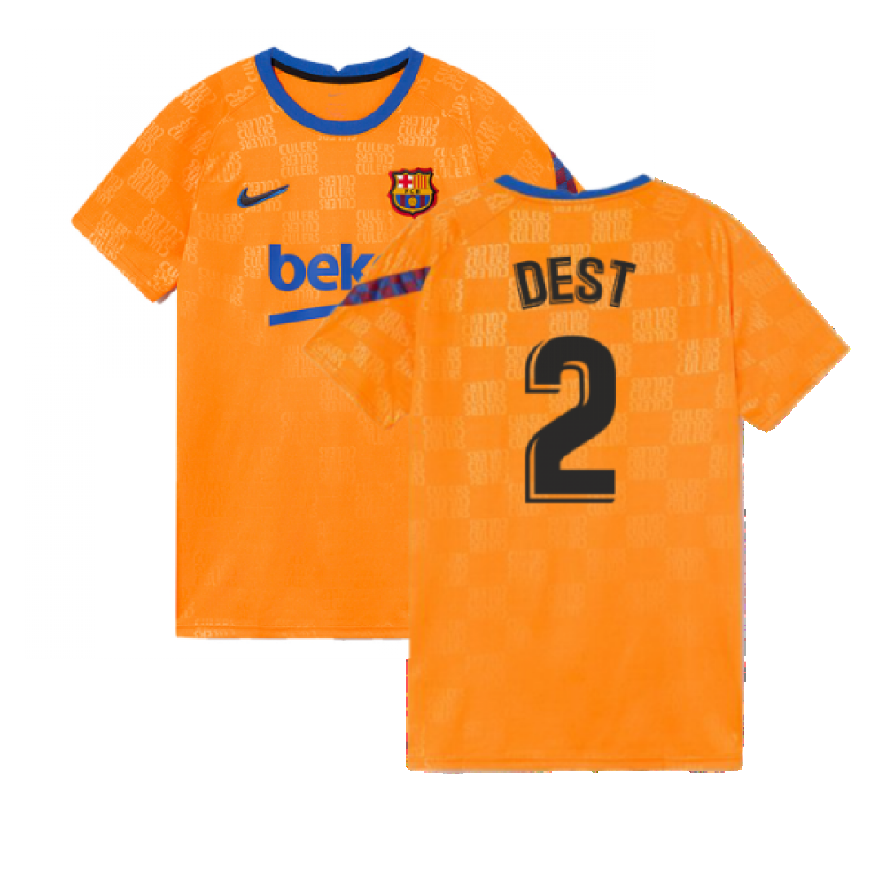 2021-2022 Barcelona Pre-Match Jersey (Orange) (DEST 2)