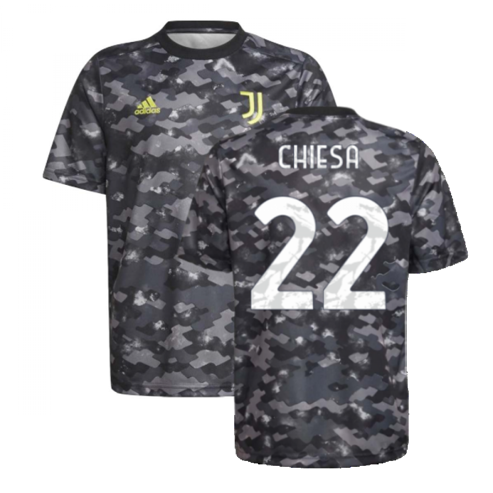 2021-2022 Juventus Pre-Match Training Shirt (Grey) (CHIESA 22)