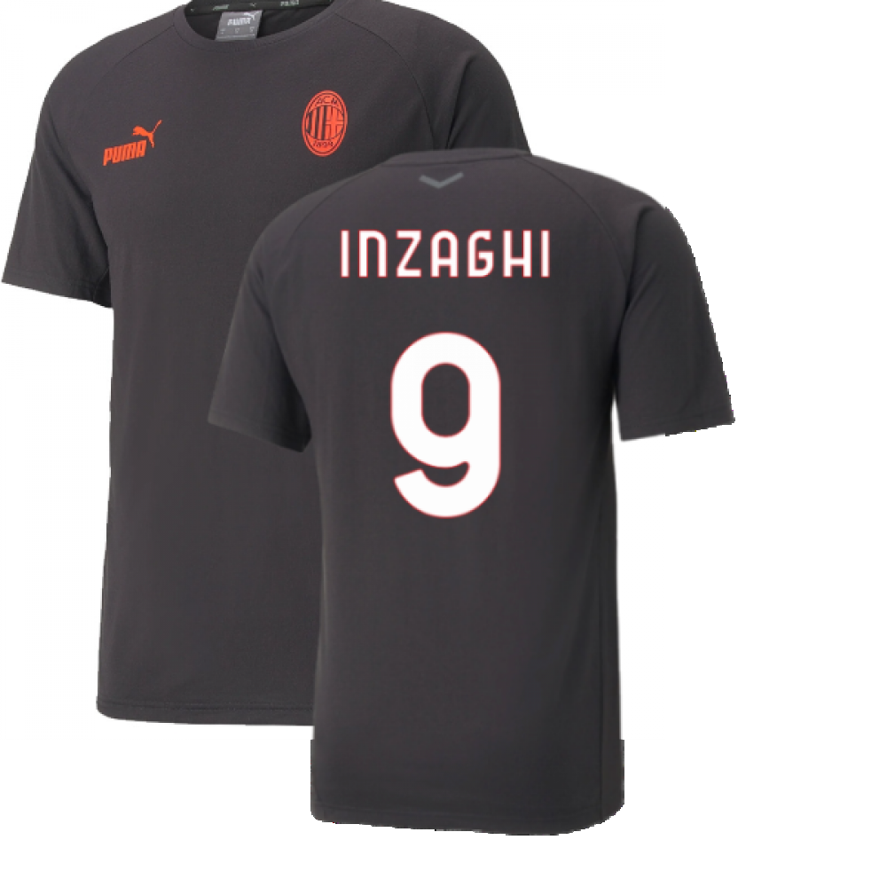 2022-2023 AC Milan Casuals Tee (Black) (INZAGHI 9)