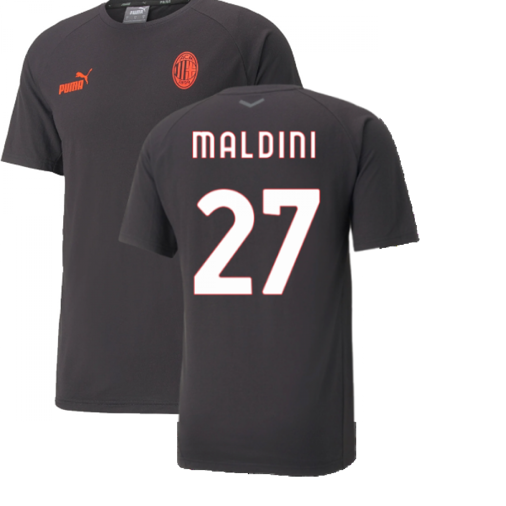 2022-2023 AC Milan Casuals Tee (Black) (MALDINI 27)