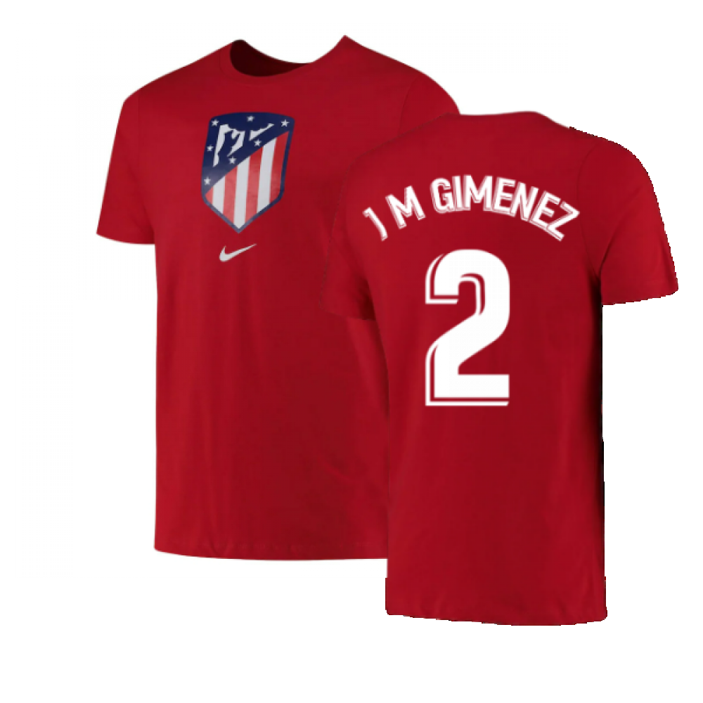 2022-2023 Atletico Madrid Crest Tee (Red) (J M GIMENEZ 2)