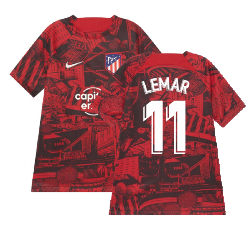 2022-2023 Atletico Madrid Pre-Match Training Shirt (Red) - Kids (LEMAR 11)