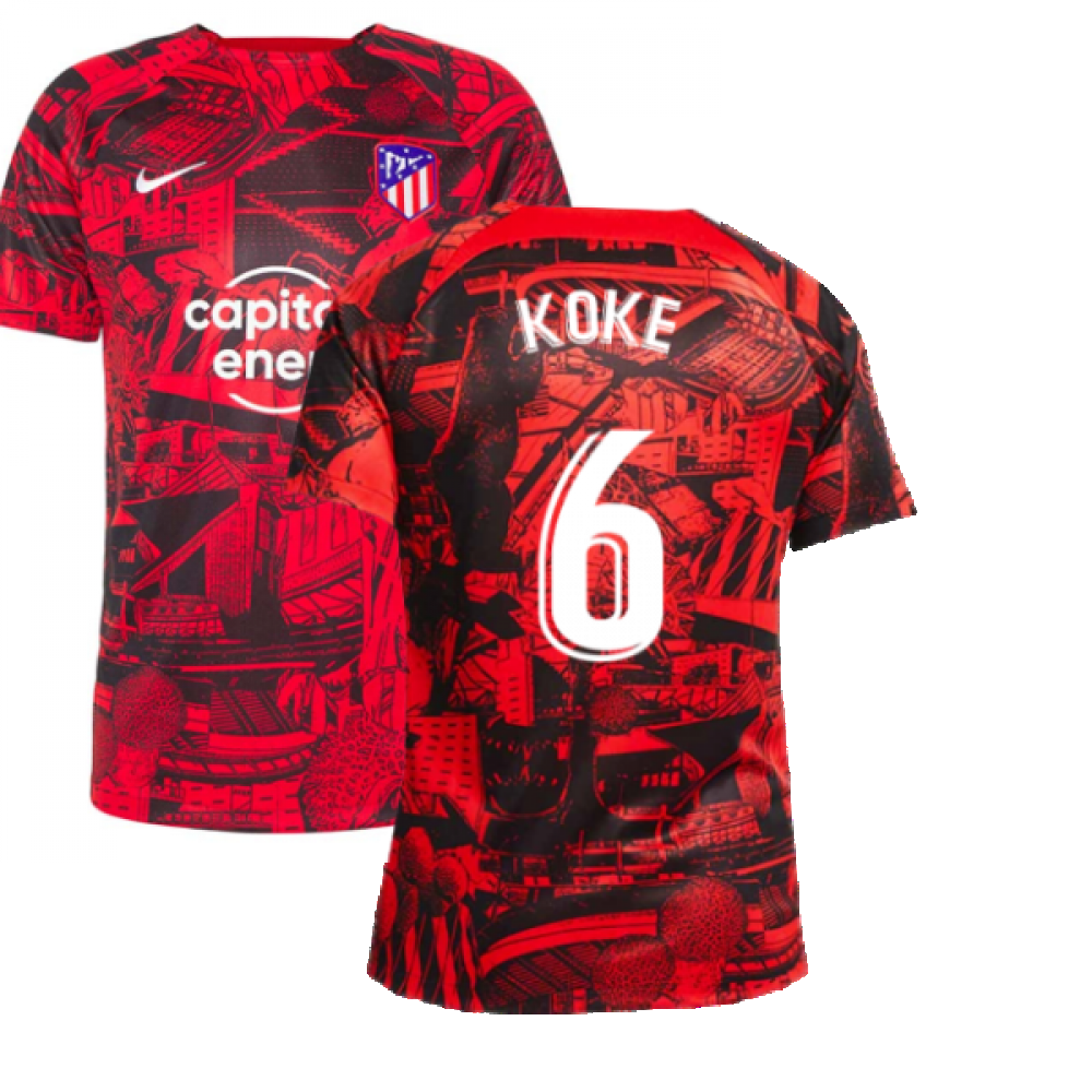 2022-2023 Atletico Madrid Pre-Match Training Shirt (Red) (KOKE 6)