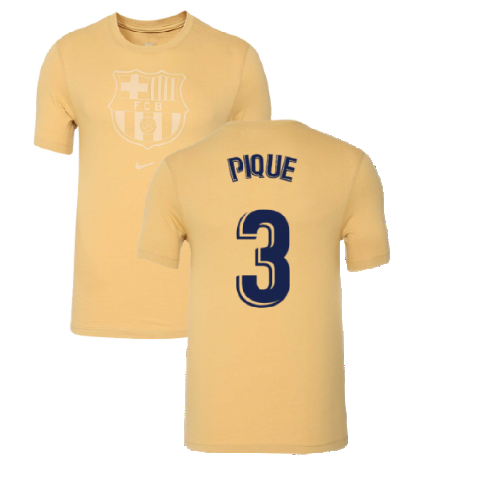 2022-2023 Barcelona Evergreen Crest Tee (Gold) (PIQUE 3)