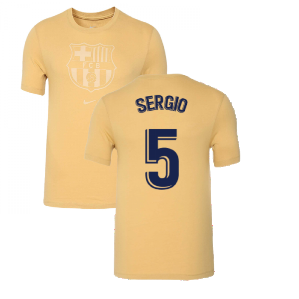 2022-2023 Barcelona Evergreen Crest Tee (Gold) (SERGIO 5)