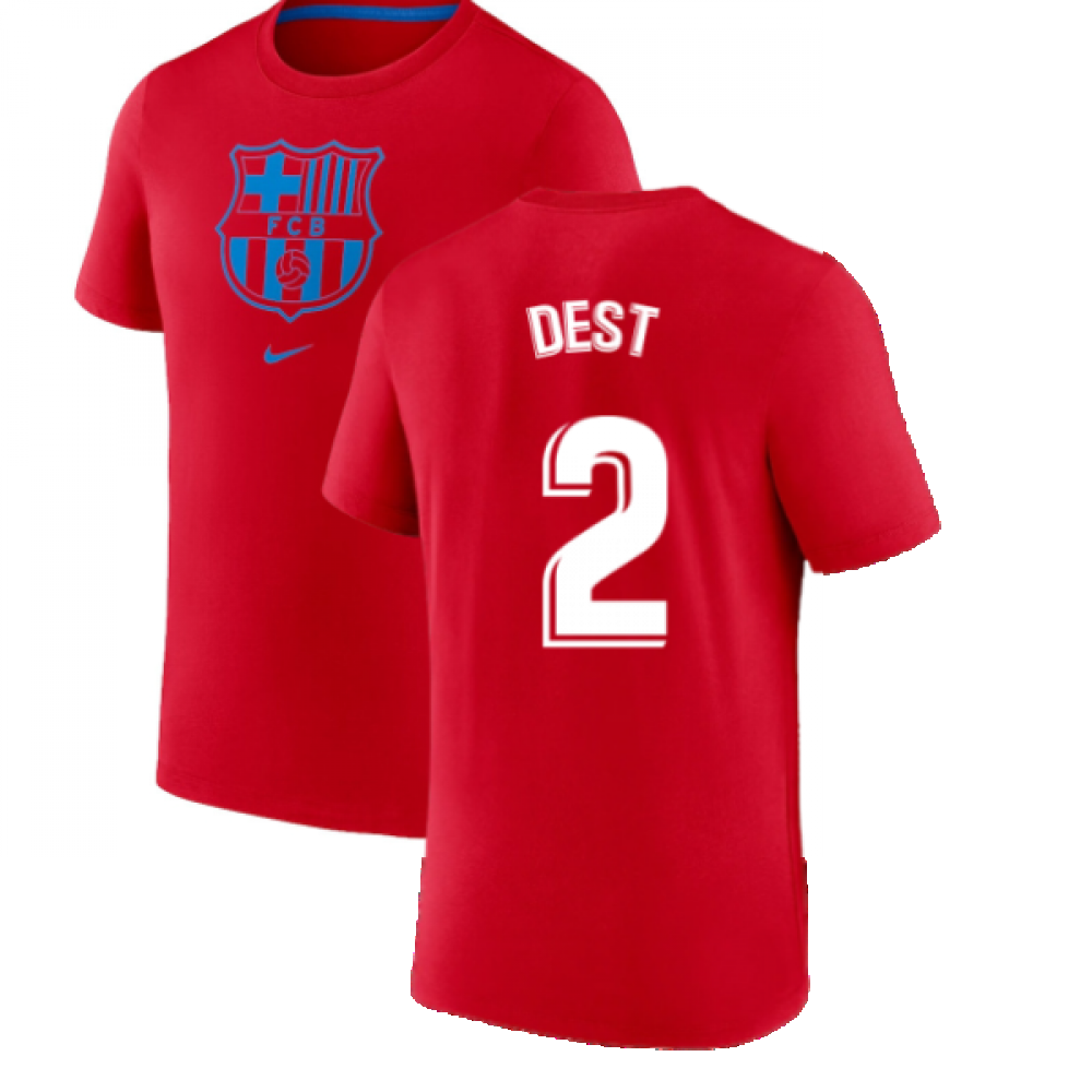 2022-2023 Barcelona Evergreen Crest Tee (Red) (DEST 2)